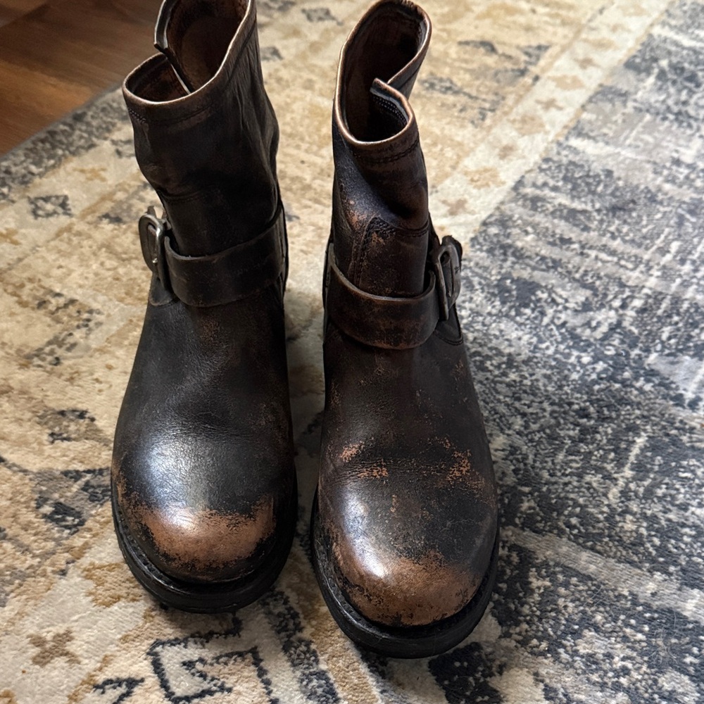 Frye Distressed Brown Ankle Boots - Picture 2 of 4